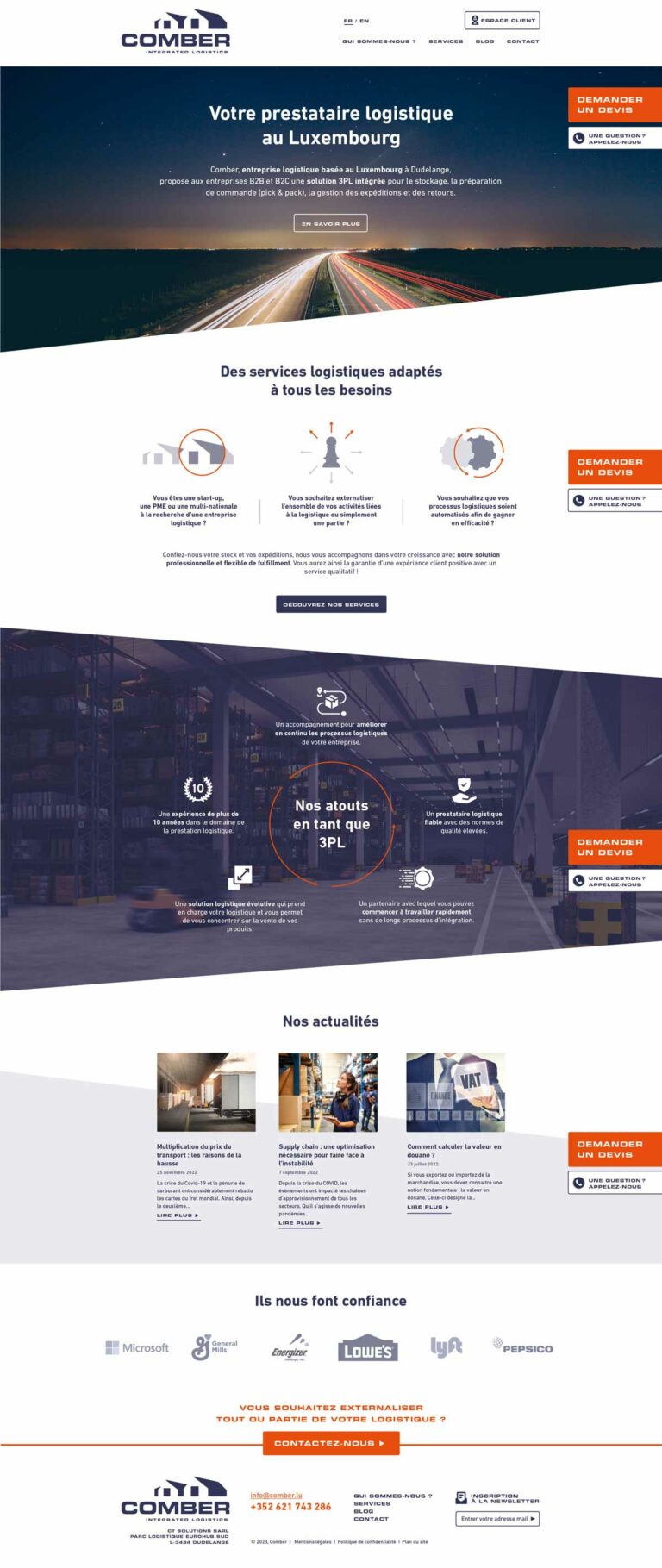 Page Accueil - Comber logistics
