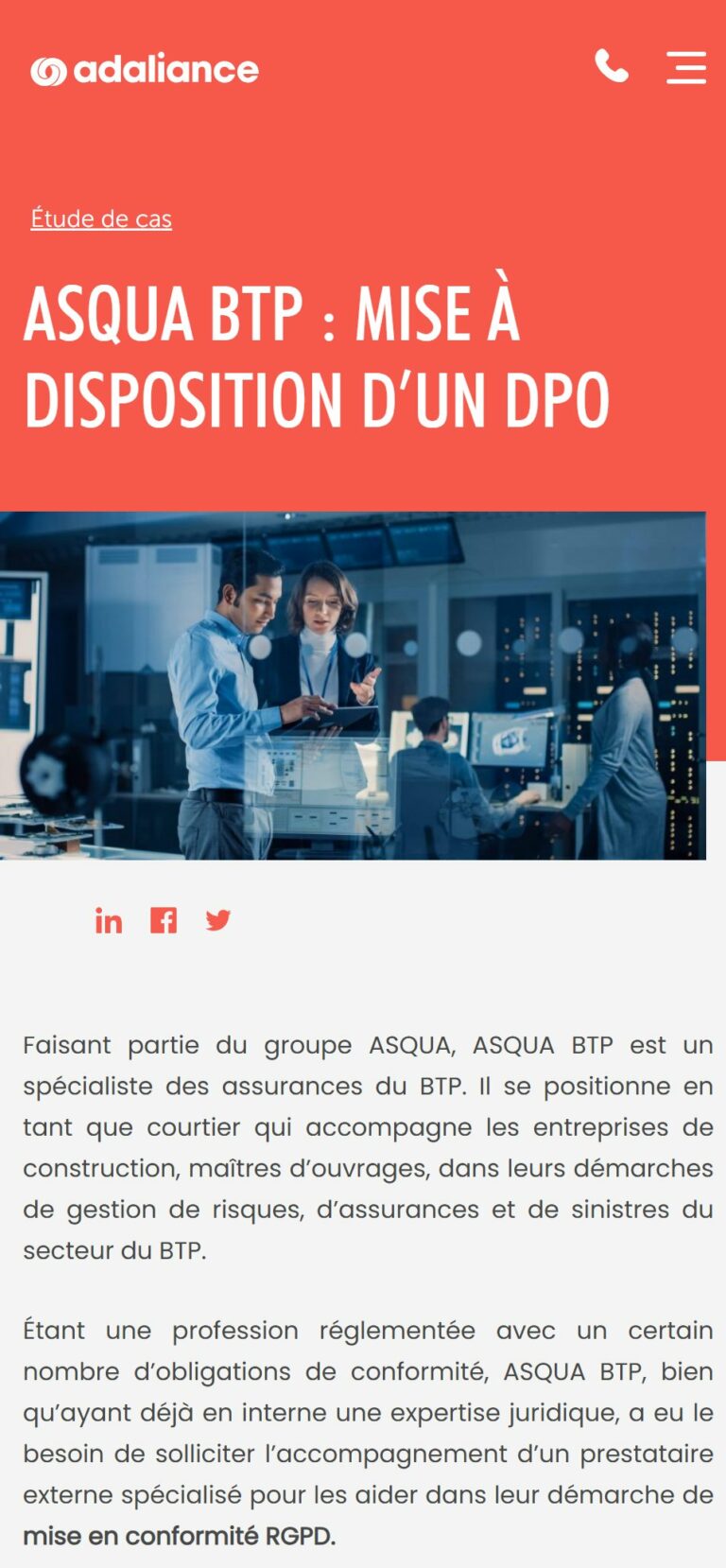 Étude de cas client sur mobile