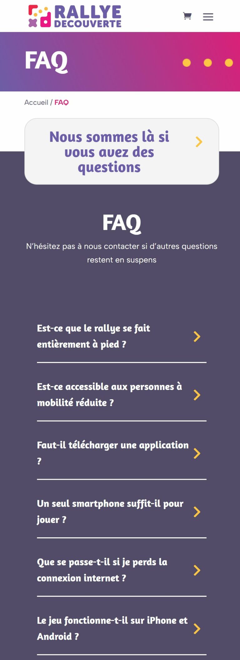 Foire aux questions de Rallye Découverte sur mobile