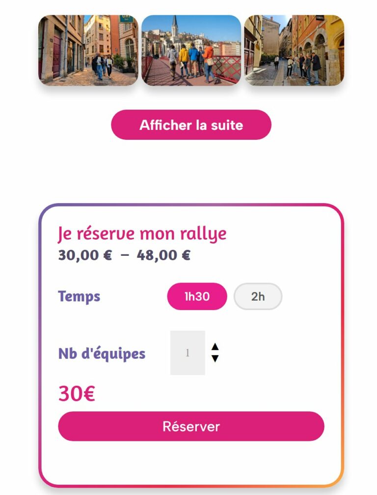 Module de réservation d’un rallye sur mobile : durée, nombre d’équipes et prix